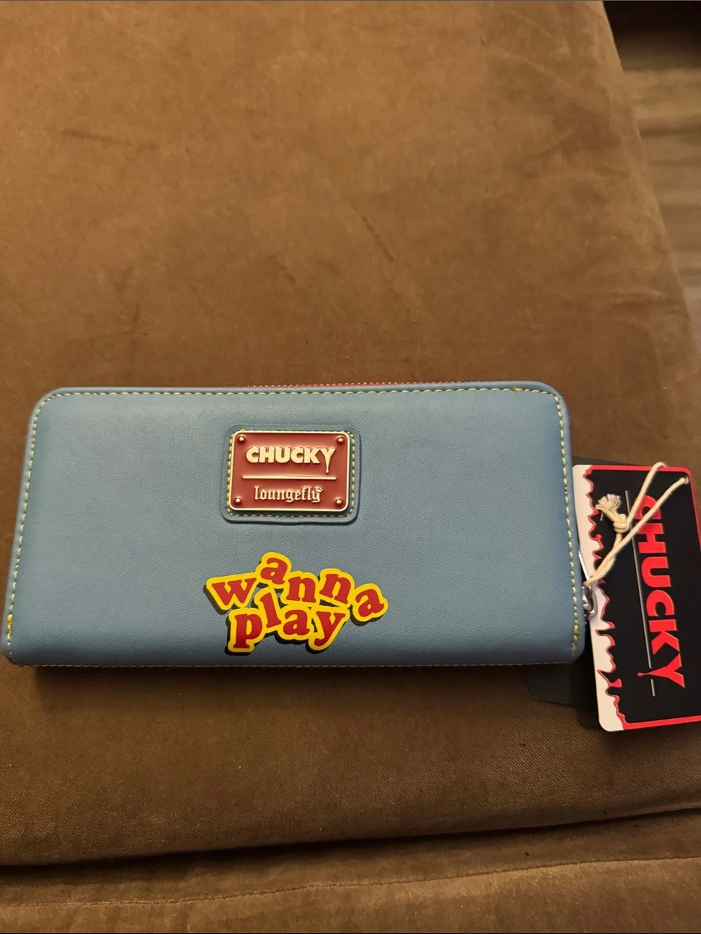 Loungefly Blue Good Guys Wallet with Red Button Accents